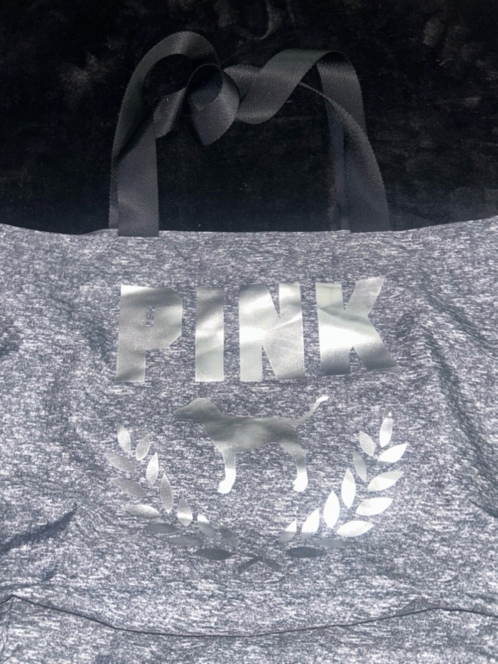 PINK Victoria's Secret Gray Heather Tote with Metallic Logo